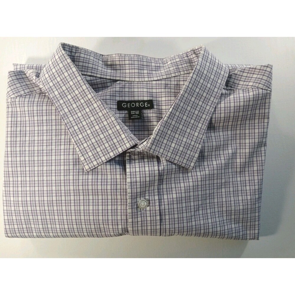 George Shirt Purple Striped Long Sleeve 3XL 54-56